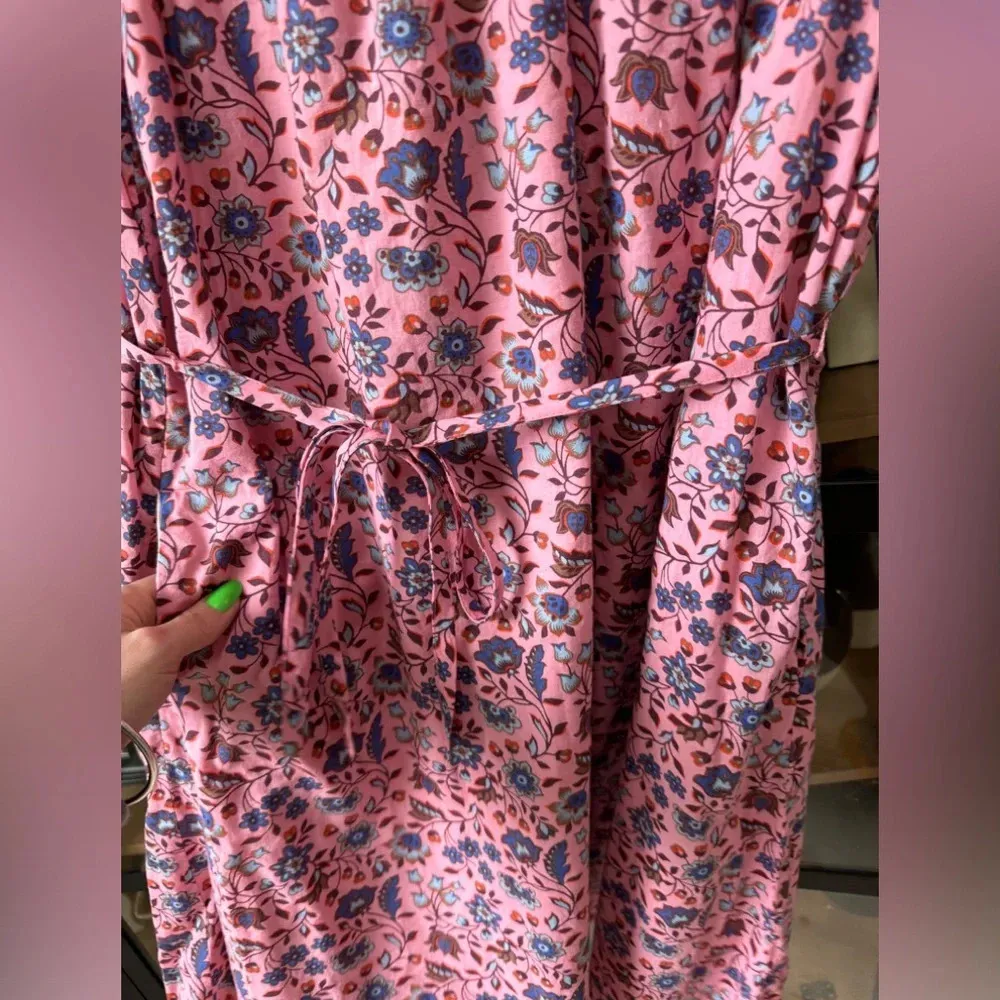 Boden floral Sleeveless Smocked Mini Dress ruffles Formica Oriental Meadow 12R Pink Size 12 - Image 8