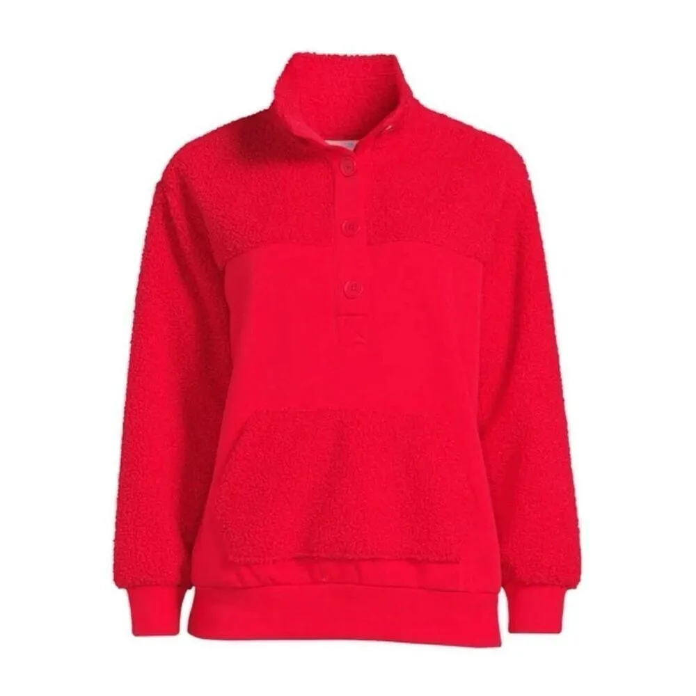Time And Tru red Sherpa pullover sweater M 8/10 Red Size M - Image 3