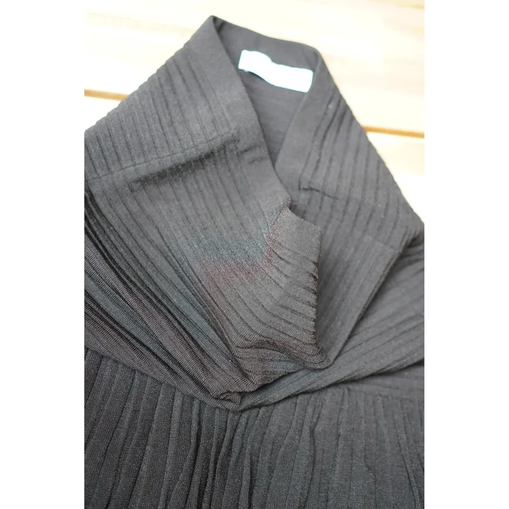 Paris Rib Knit Mini Skirt Flounce Hem Pleated Bodycon Black Size 1 Small - Image 5