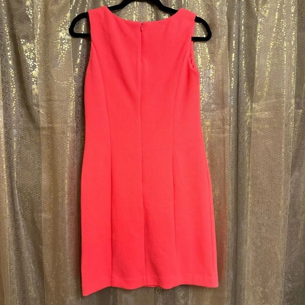 Vince Camuto Neon Pink Coral Gold Embroidered Summer Mini Dress Size 4 NWT - Image 2