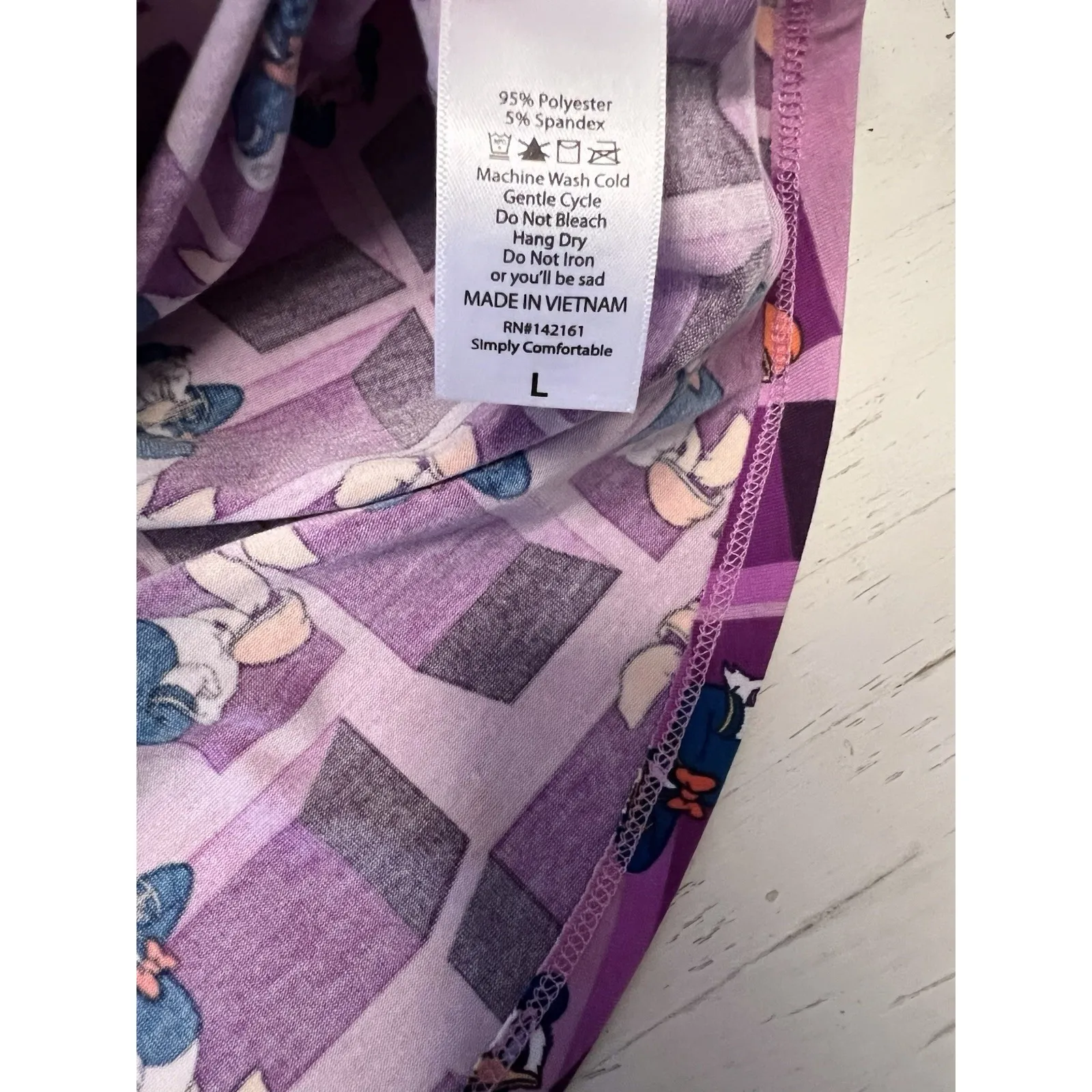 LuLaroe Disney Donald Duck Randy Tunic Top Women's Large Purple Gray Nwt - Image 3