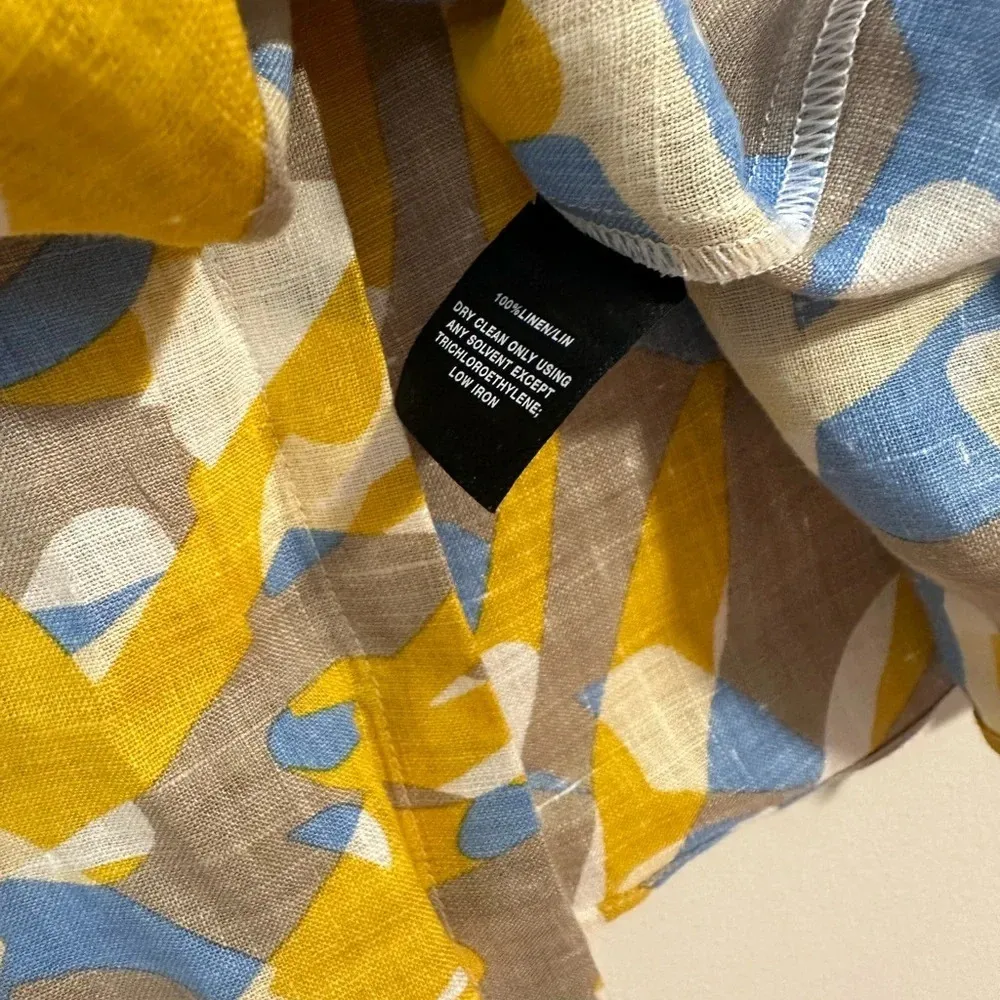 NWOT Lafayette 148 100% linen leaf print button up collared blouse sleeveless - Image 2