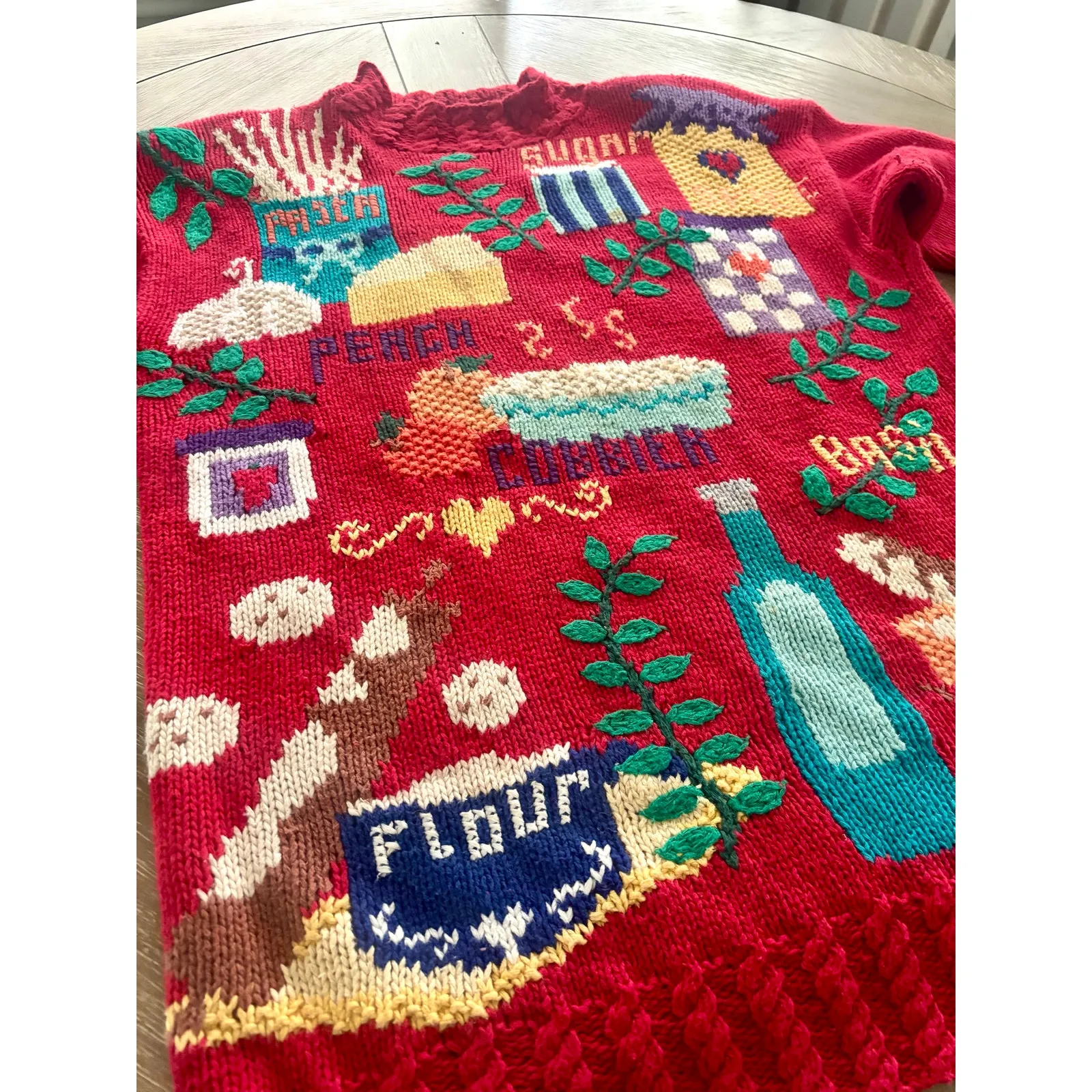 Vintage Karen Scott hand knits sweater- baking theme - size Large - Image 2