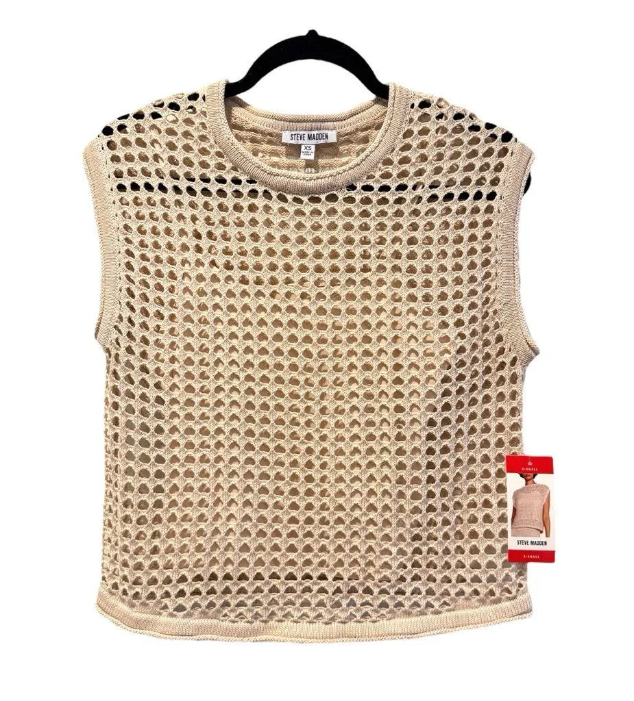 Steve Madden Crochet Skirt Set Lined Boho Chic Resortwear Beige Women’s Size XS - Image 3