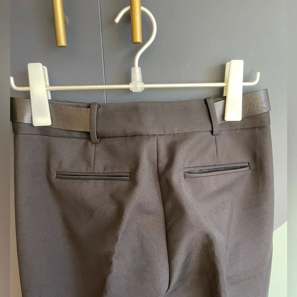 Alexander Wang Black Tapered Leg Dress Pants w/ Leather Waistband Sz 0 - Image 4