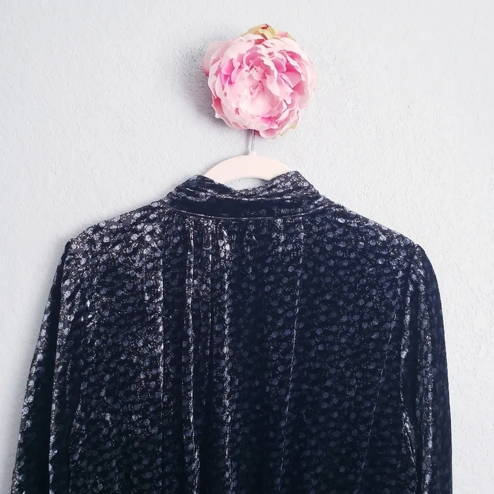 Zara Black and Blue Long Sleeve Velvet Mini Dress - Image 8