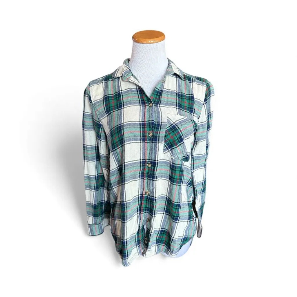 Womens American Eagle Outfitters Boyfriend Holiday Plaid Button Down Shirt Sz S - Image 2