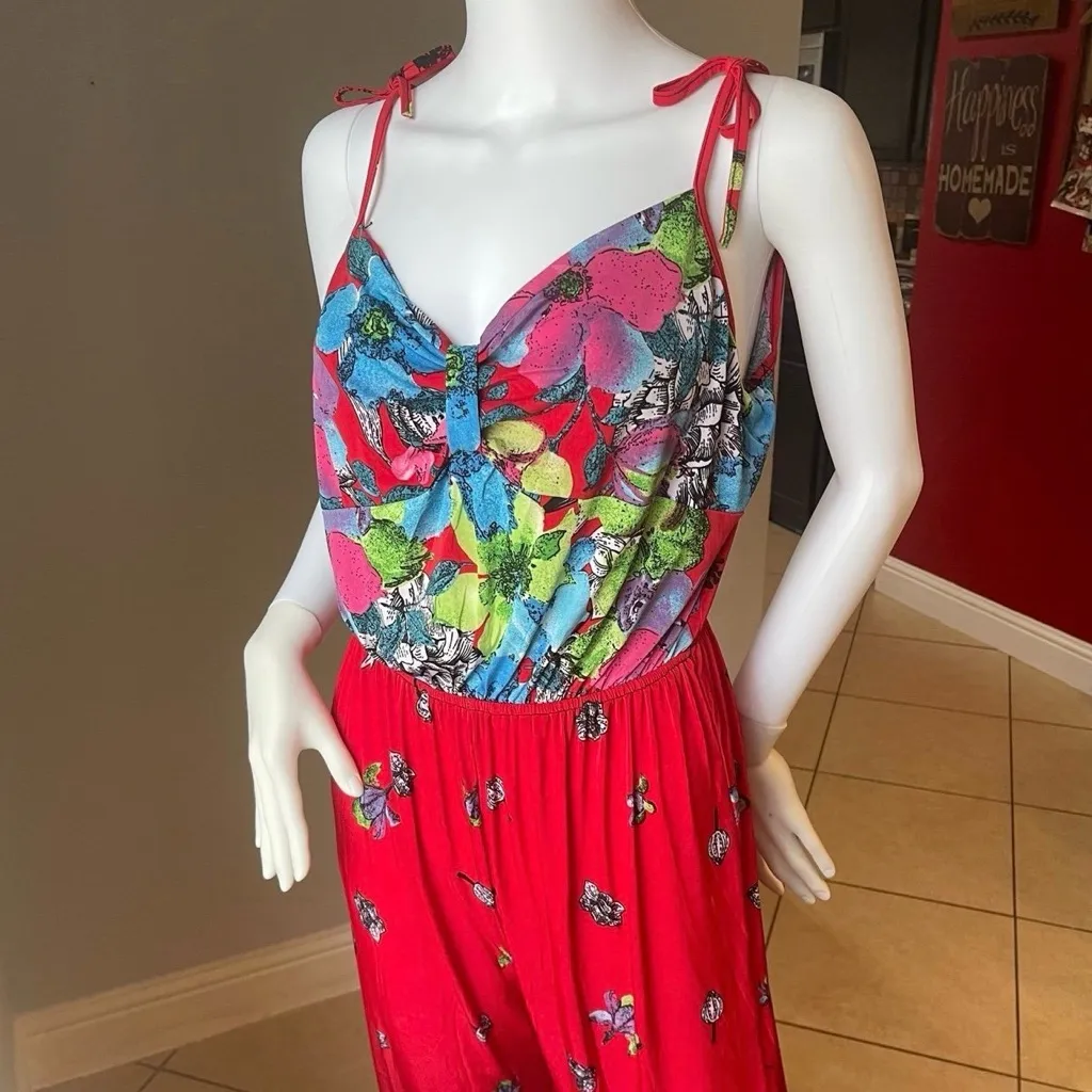 Tropical Floral Red Jumpsuit size 14 - Image 7