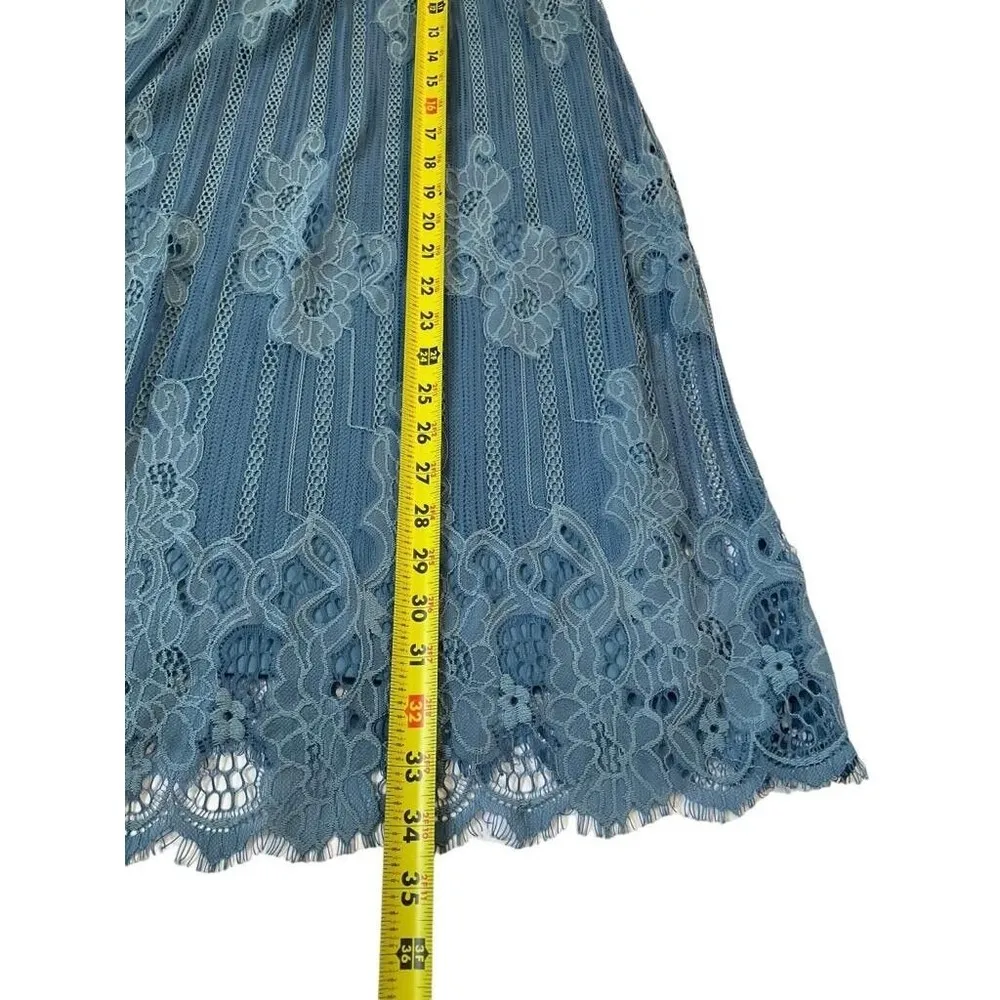 Altar'd State Women Size Medium Embroidered Crochet Dress Blue 20-857 - Image 8