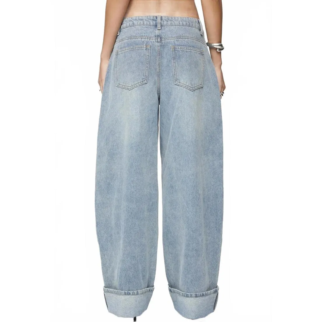 Edikted Kella Low Rise Baggy Jeans NWT Blue Vintage Washed Size Small - Image 2