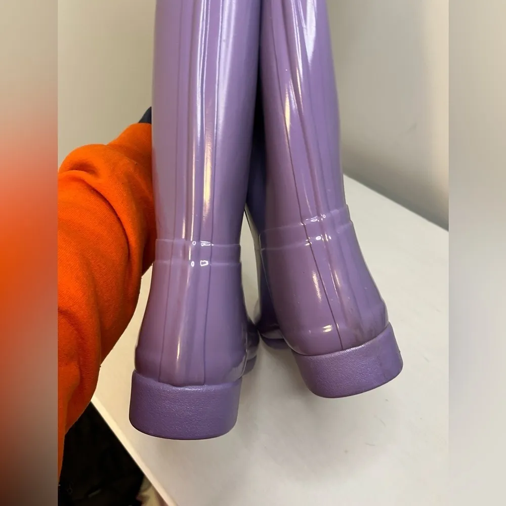 Hunter Refined Tall Gloss Lilac/ Lavender Boots US 8 - Image 13