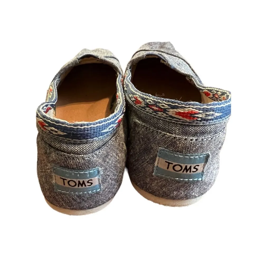 Toms Blue Chambray Denim Slip on Shoes Southwestern Size 7.5 - Image 4