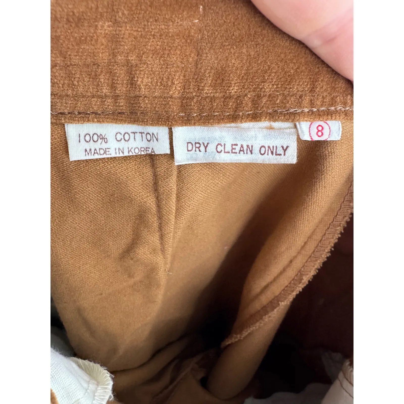 Calvin Klein Vintage Cotton Corduroy Pant Tan High Waist Wide Leg Trouser Size 8 - Image 5