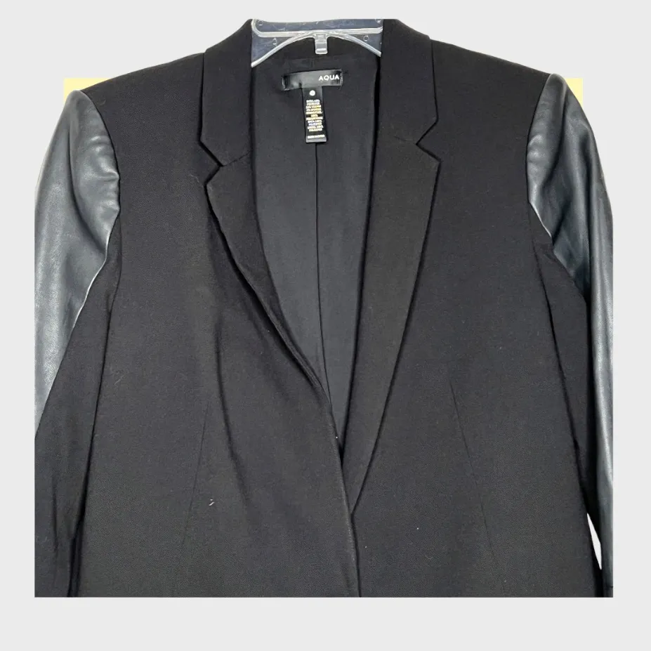 Aqua‎ Black Blazer Vegan Leather - Image 2