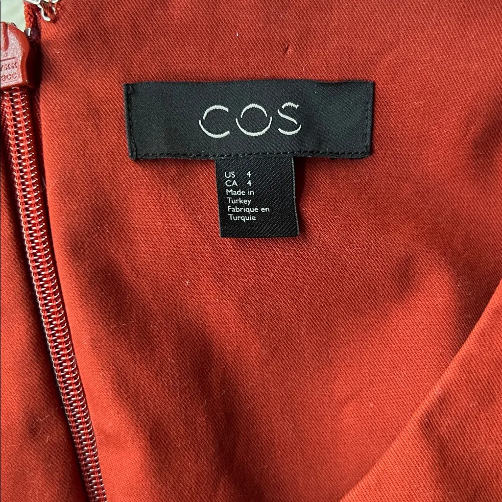 COS Burnt Orange Short Sleeve Dress - Image 3