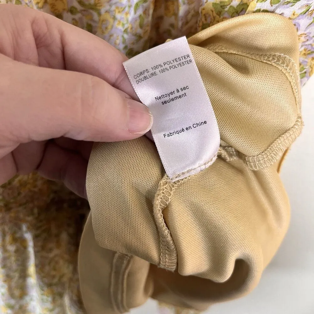 ASTR The Label Dress Womans Small Off Shoulder Two Tier Yellow Floral Multi Mini - Image 12