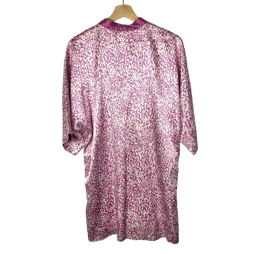 Oscar De La Renta Pink Label Purple Animal Print Satin Short Sleeve Kaftan S - Image 2