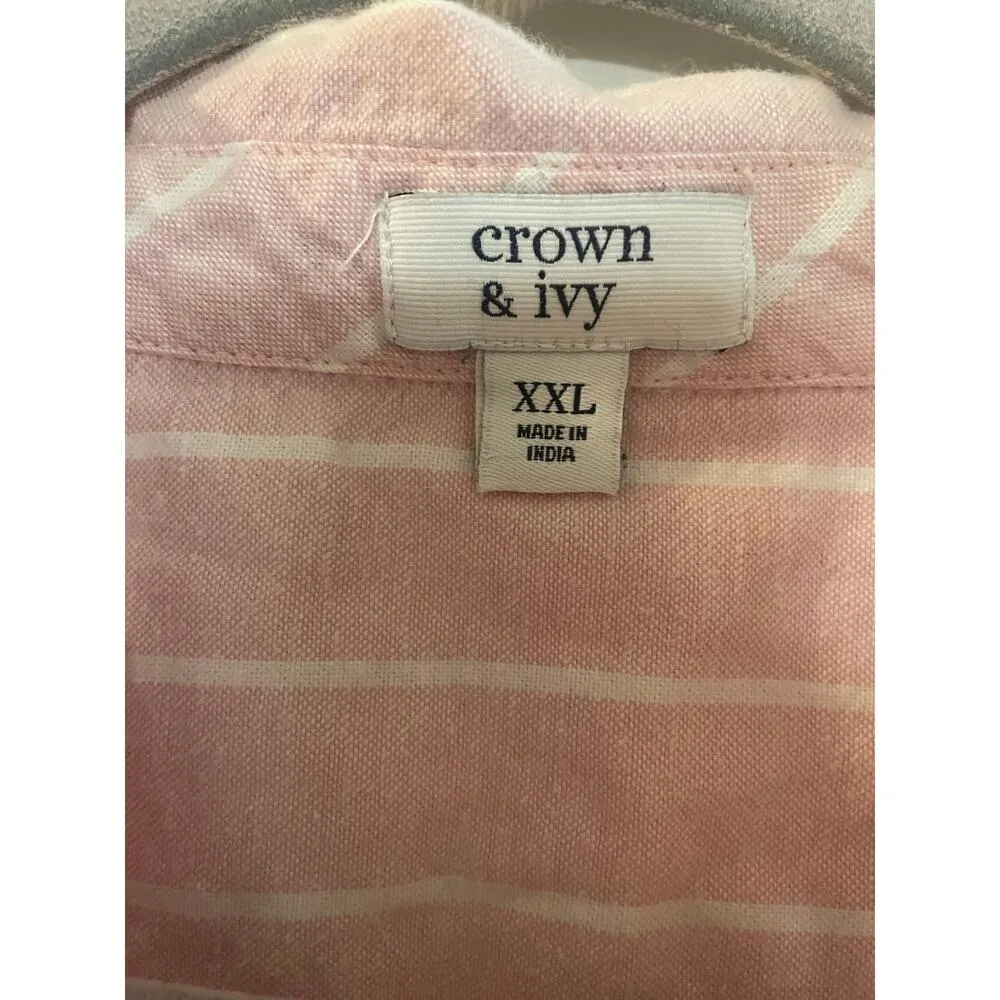 Crown & Ivy XXL Long Sleeve Oxford Boyfriend Shirt - Image 3