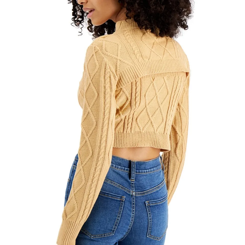 Say What? Juniors’ Two - Piece Cable-Knit Shrug and Tank Set - Image 2