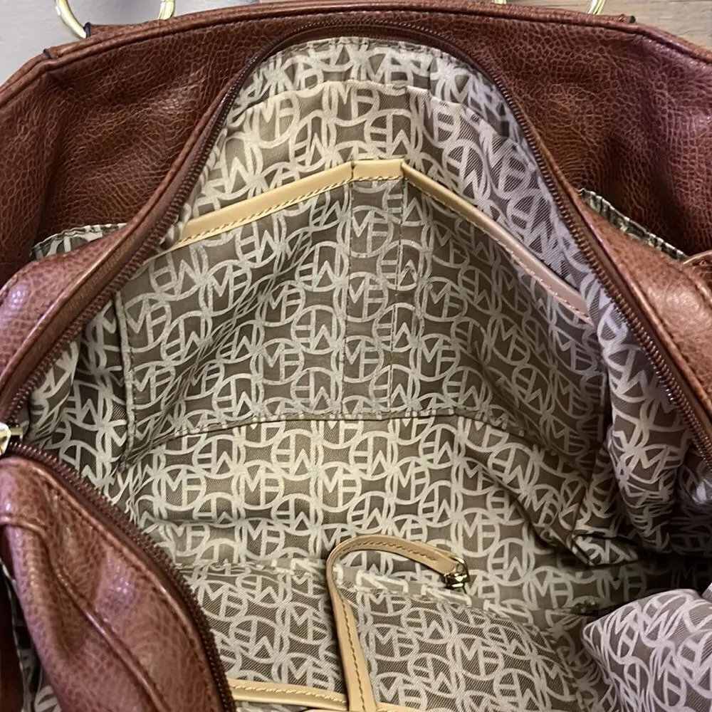 Marc Fisher  Brown Zip Code Buckle Saddle Handbag - Image 9