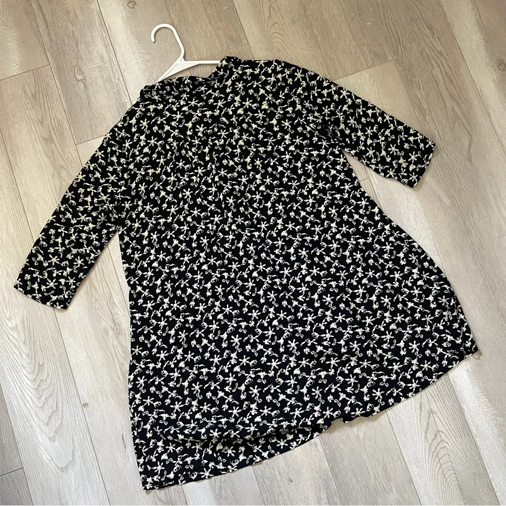 ba&sh Floral Dress cocea tunic shift mini womens Black White xsmall contemporary - Image 6