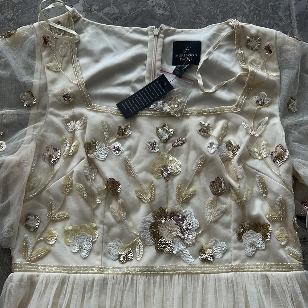 NWT Adrianna Papell Beaded Long Dress, Sand Shell Size 8 New w/Tag Retail $279 - Image 8