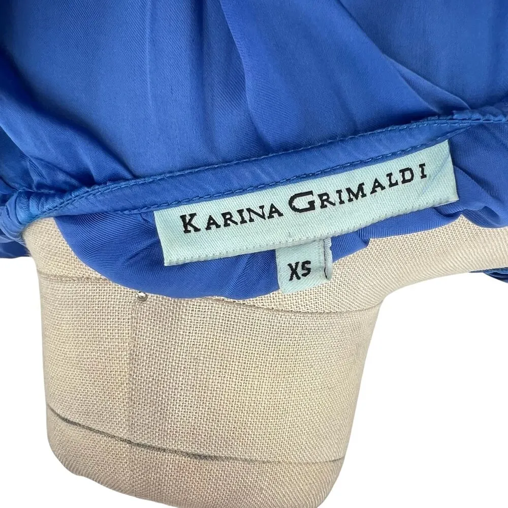 Karina Grimaldi Sabrina Maxi Dress Tiered Short Sleeve Silk Blend Blue Size XS - Image 16