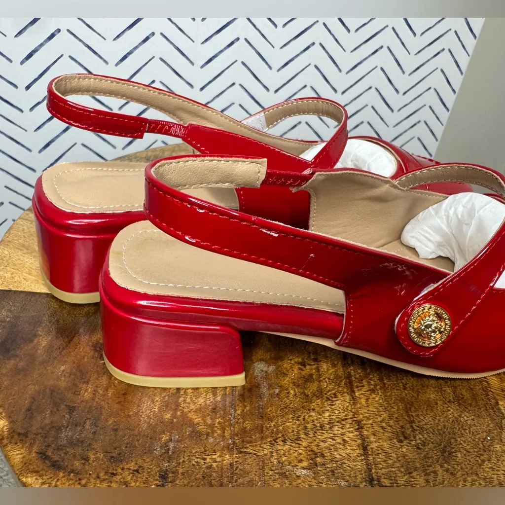 NEW! Red Sling Back Maryjane Block heel size 9 - Image 9