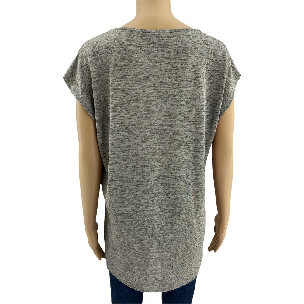 Dantelle (M) Gray Bronze Cap Sleeve Metallic High Low Hem Tee Shirt - Image 4