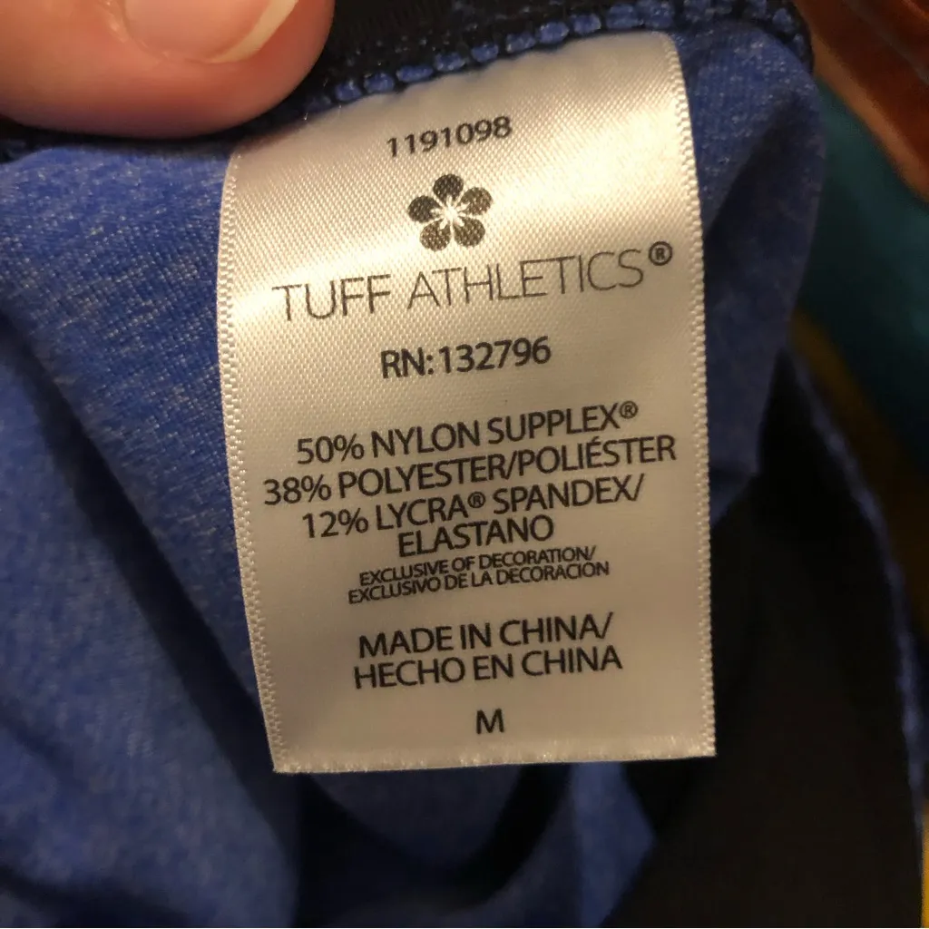 Tuff Athletics blue geometric print athletic leggings women’s medium stretch - Image 10