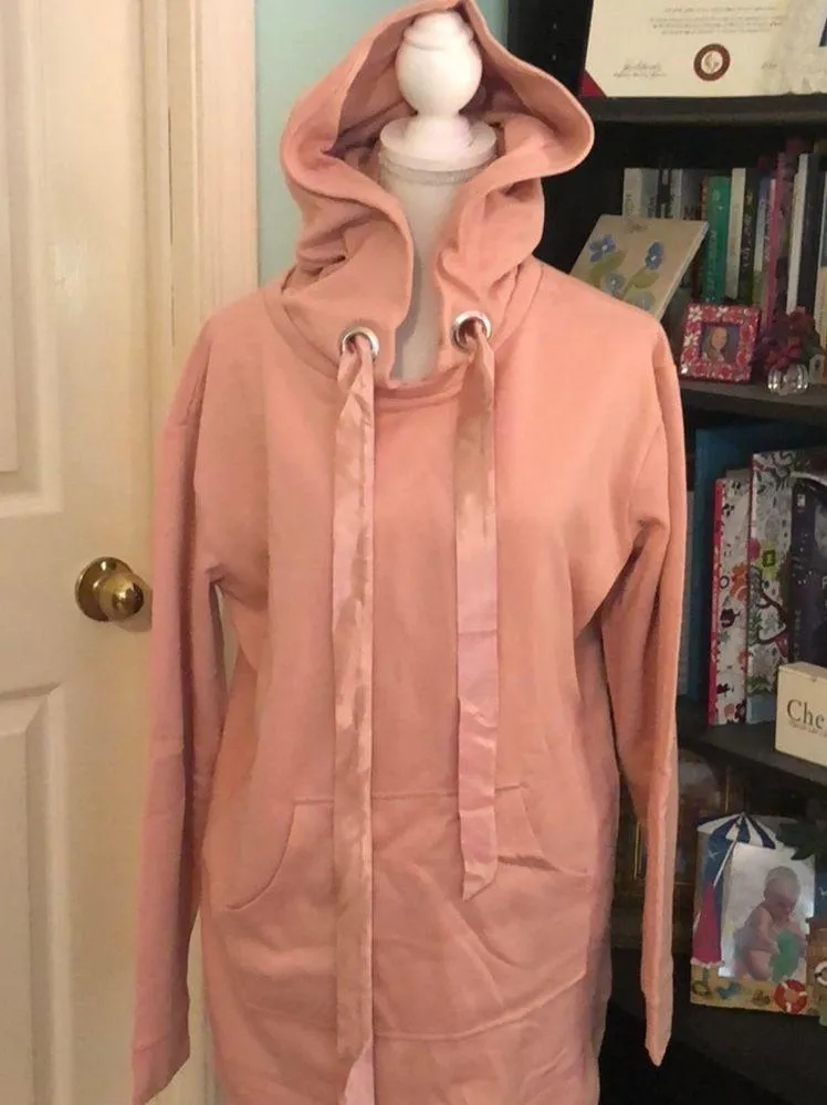 Game of Love NWOT ribbon tunic hoodie Pink Size M - Image 2