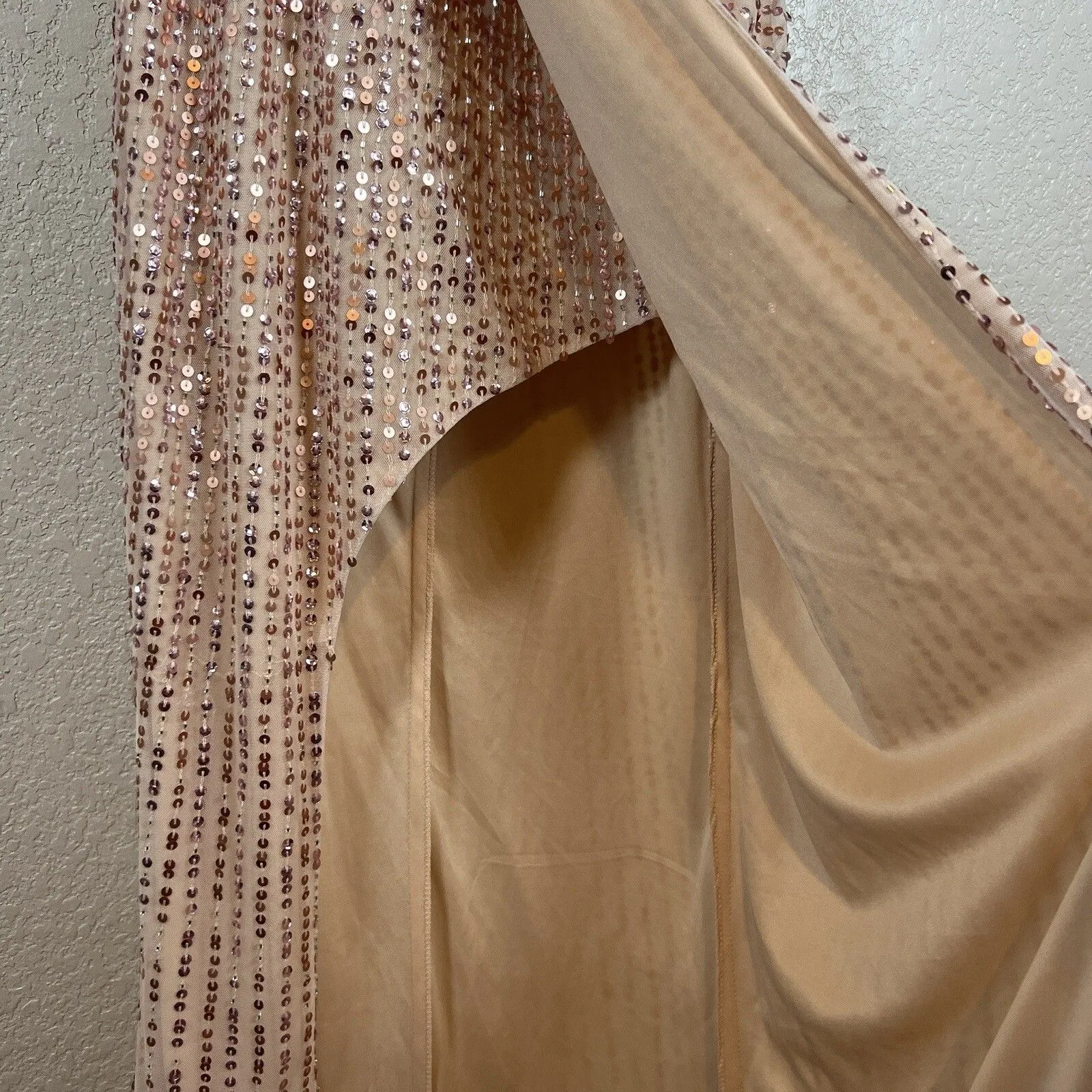 Mac Duggal Evening Gown Size 0 Embellished Puff One Shoulder Apricot Prom Gala - Image 7