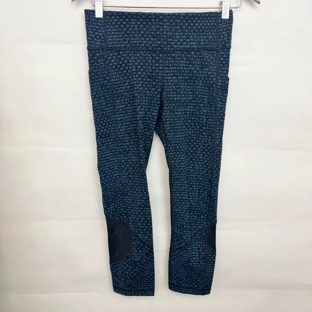 Lululemon Pace Rival Crop Shatter Weave Desert Teal Alberta Lake Black Leggings - Image 4