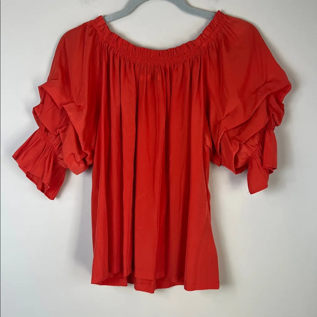 Mersea $168‎ Red Ruffle Blouse Size Small - Image 3