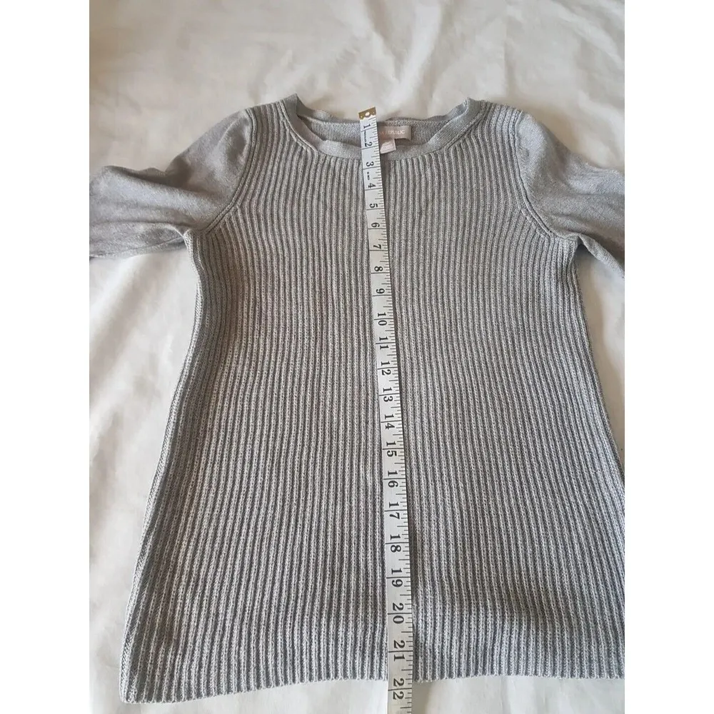 Banana Republic Womens Sweater Size Small Grey Heather Ribbed  Cashme Blend - Image 8