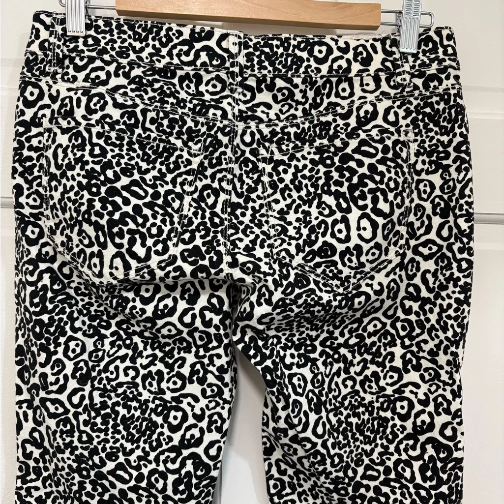 Ann Taylor Leopard Print Straight Leg Pants Black/White Snow Leopard Edgy Glam - Image 6