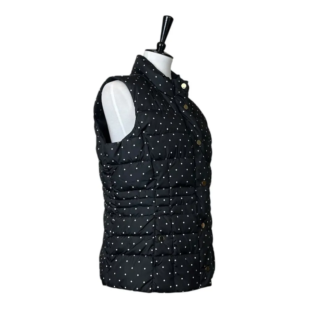 Charter Club Vest Quilted Puffer Snap Closure Black Polka Dot Women’s Size PXL - Image 4
