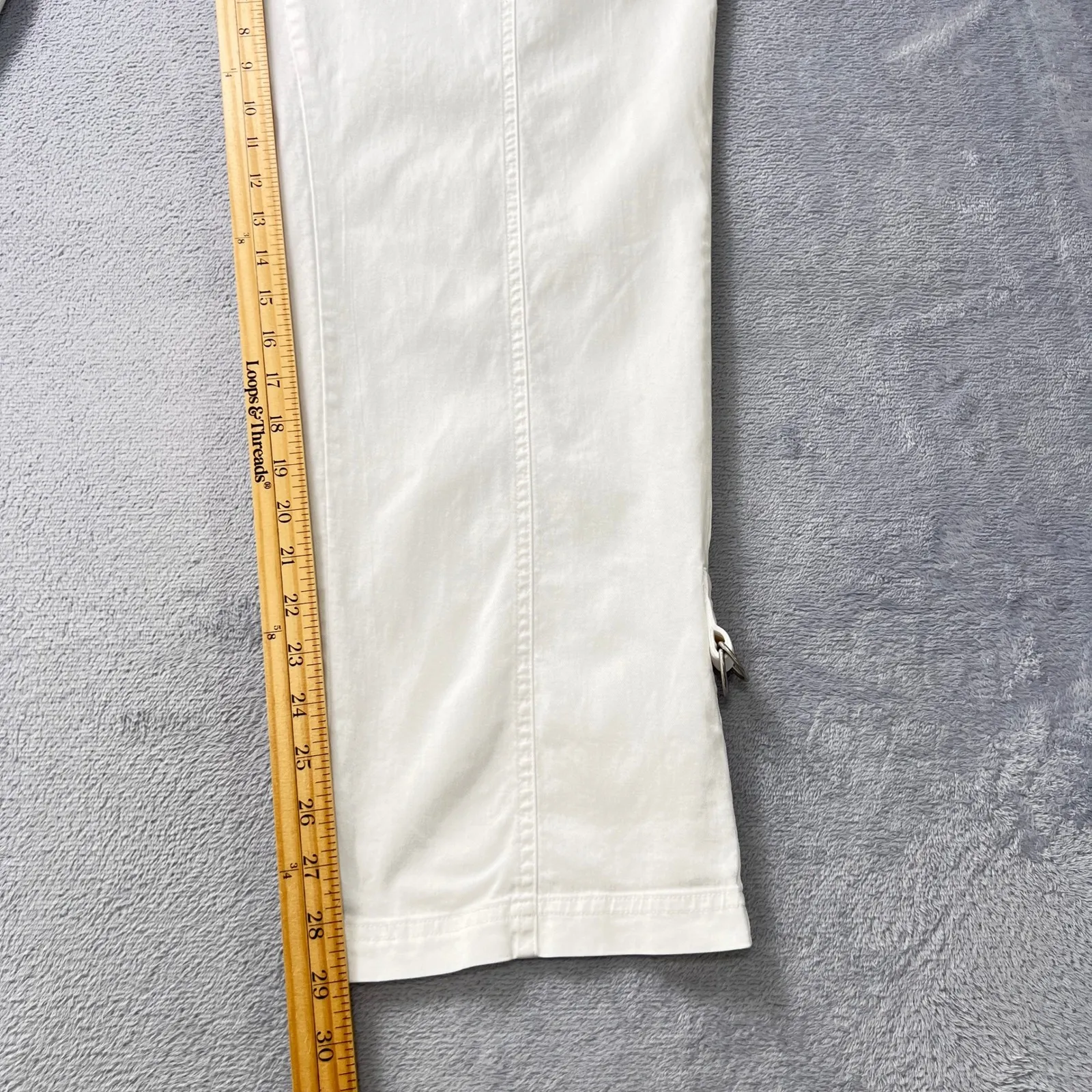 Soft Surroundings Medina Roll-Tab Pull-On‎ Utility Pant Cotton Blend White  1X - Image 8