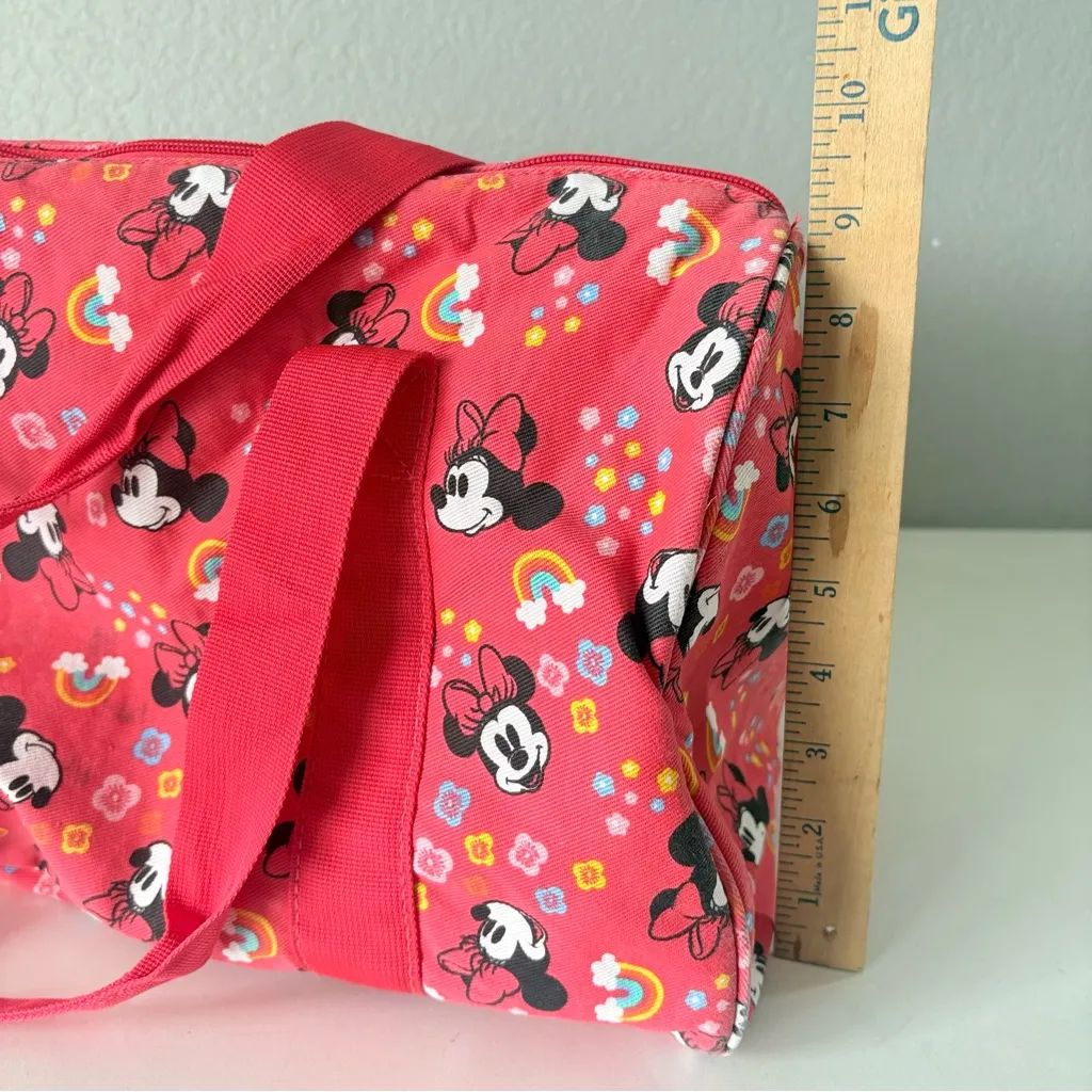 Disney Minnie Mouse Print Duffel Gym Bag Weekender Red Canvas Travel Bag 15.5x9” - Image 8