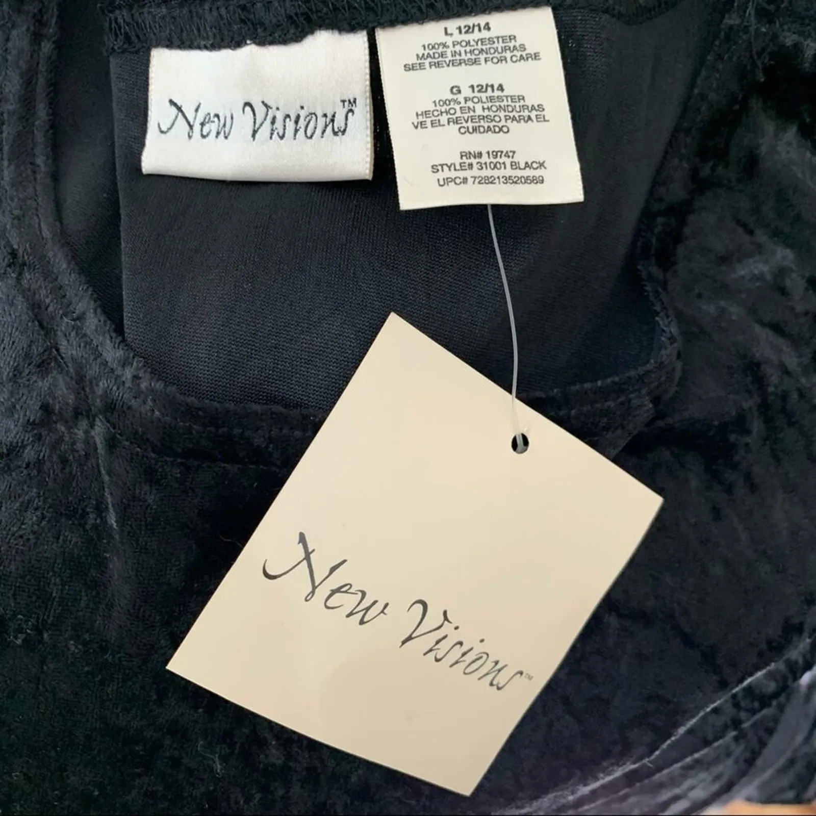 NWT New Visions Vintage Black Velour Velvety Long Modest Maxi Dress size L 12/14 Size L - Image 7