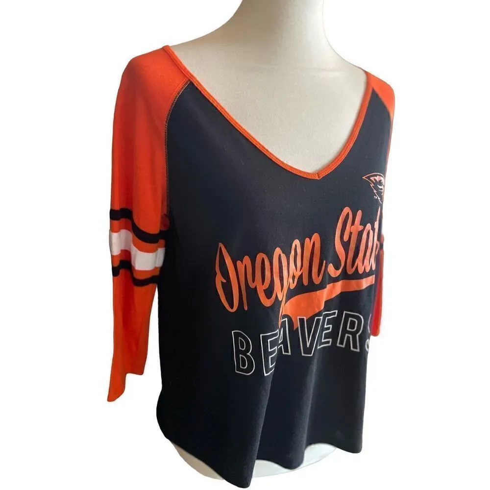 Colosseum Oregon State Beavers Black/Orange Women’s V-Neck Top Size Medium-NWOT - Image 3