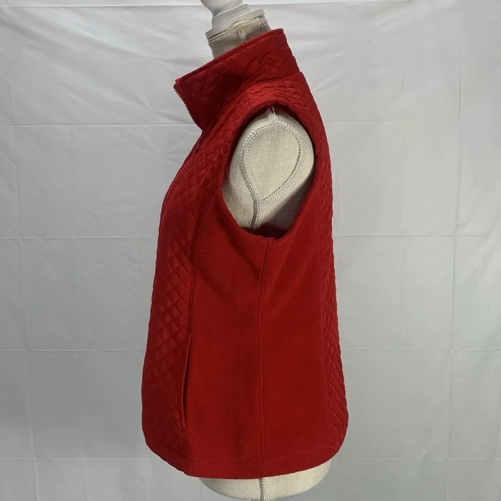 IZOD Red Full Zip Quilted Fleece Vest Size Small - Image 5