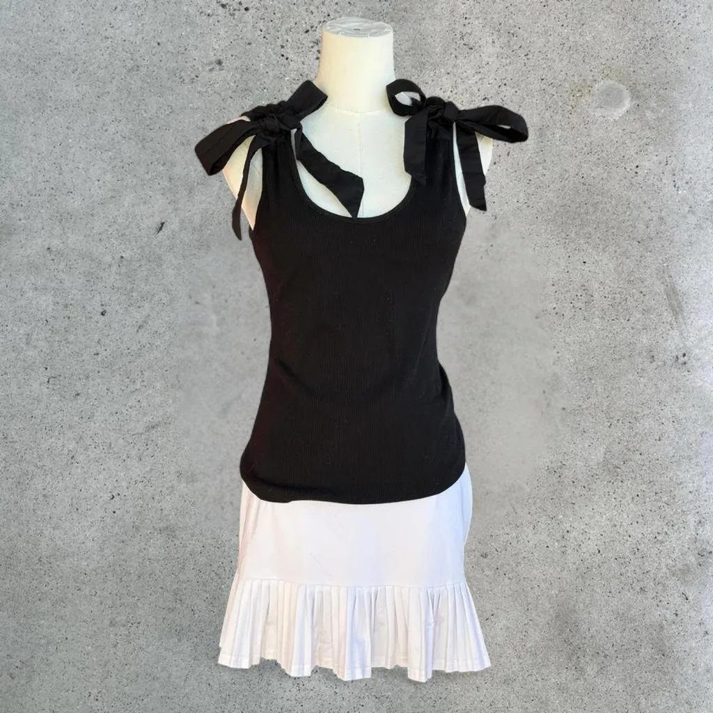 Black tank top with bow details - Image 2
