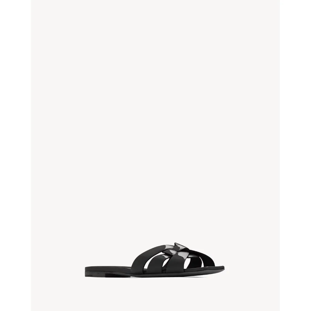 Saint Laurent Tribute Mule Patent Leather Slide Sandals Black Womens Size 36 6 - Image 3