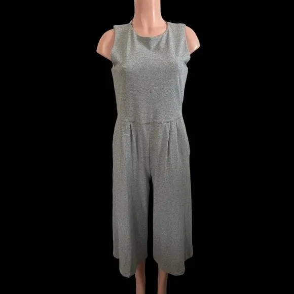 Eileen Fisher Organic Cotton Jumpsuit Size XS Gray Moon Cropped‎ Wide Leg - Image 2