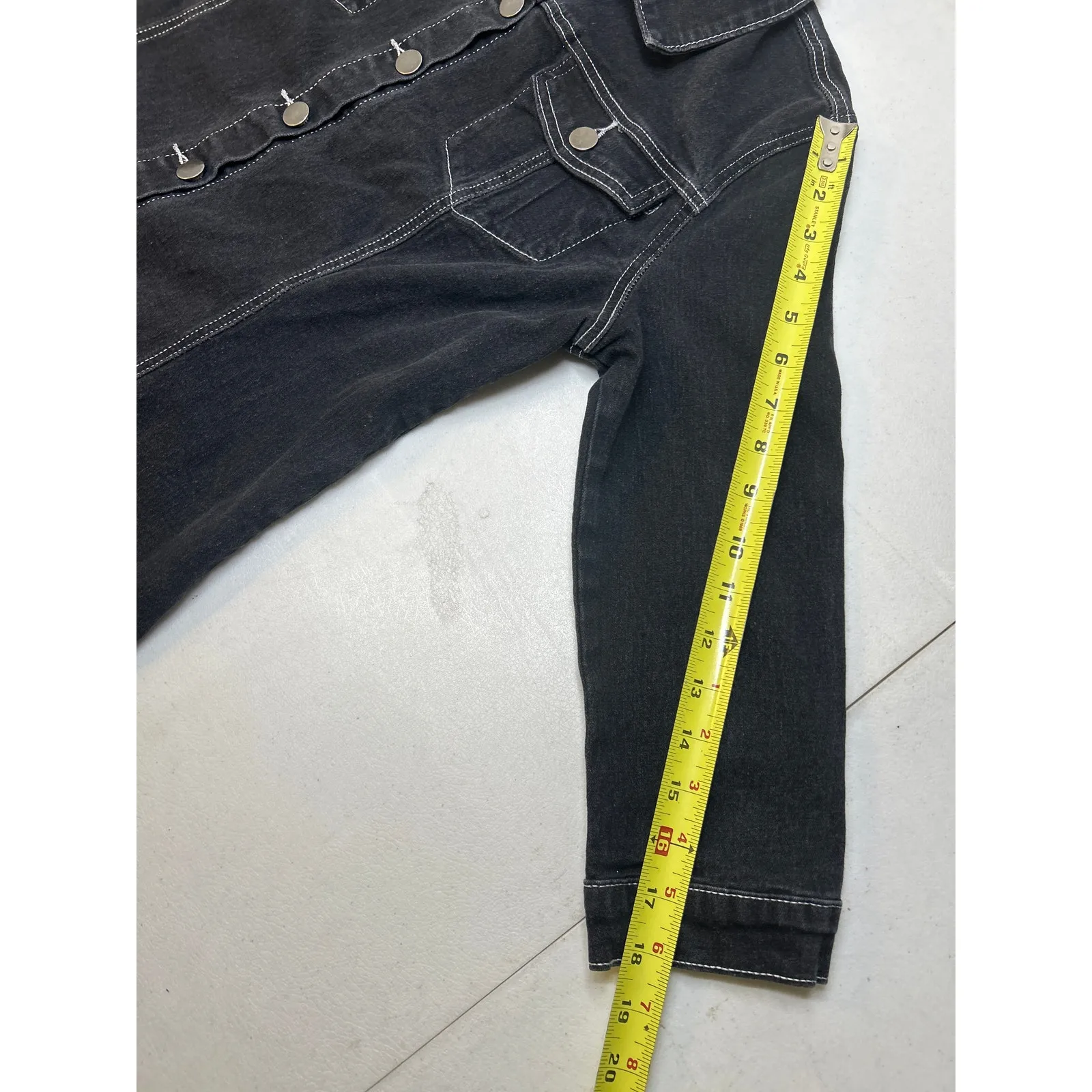 Allegra K 3/4 Sleeve Button Down Denim Shirt Dress in Black. Size M - Image 8