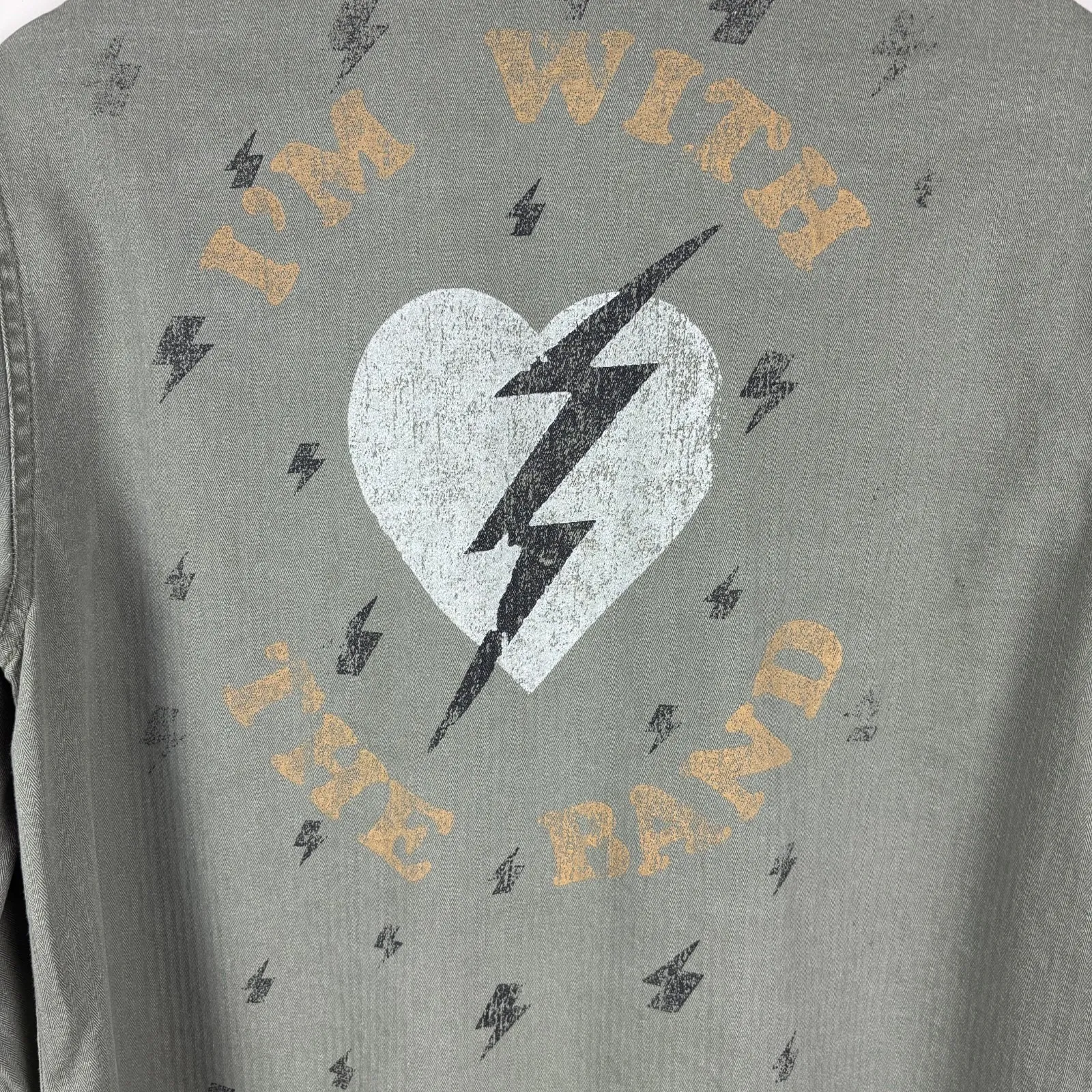 Junk Food Shacket Jacket Womens Medium Green I'm With The Band Grunge Fringe M - Image 6