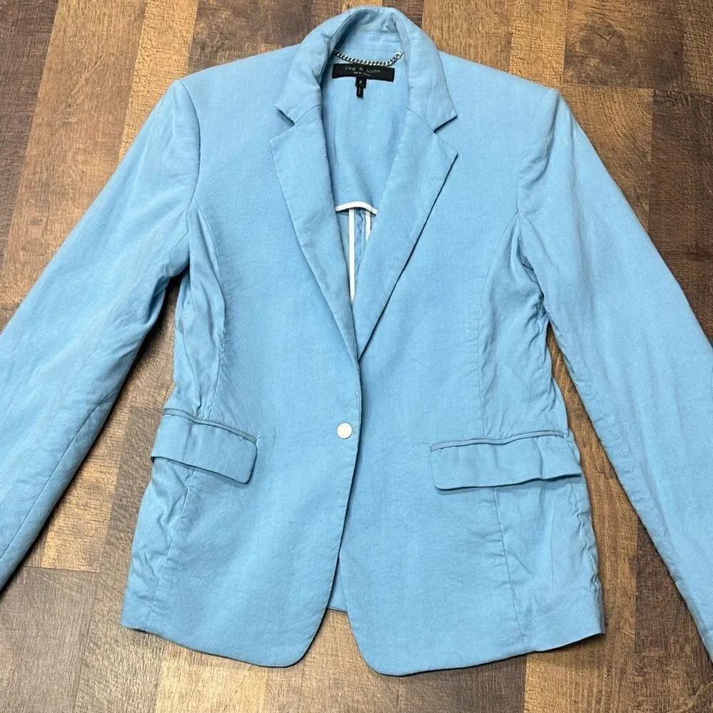 Rag and Bone Blue Margot Classic Fit Blazer Size 6 - Image 2