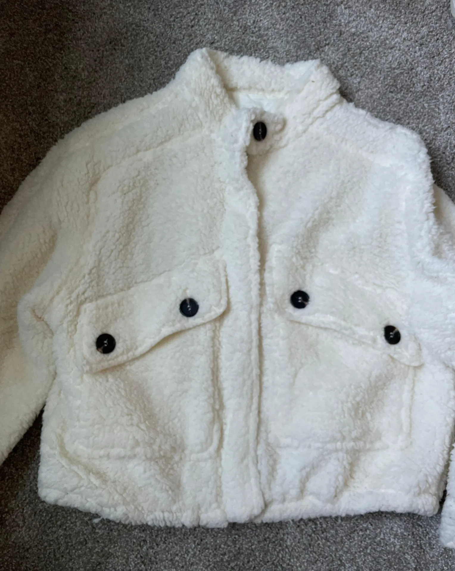 Womens white sherpa jacket Size M - Image 2