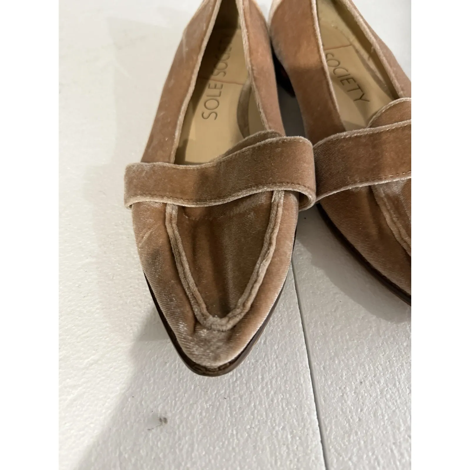Sole Society Edie Moonlight Pale Pink Velvet Loafers Flats Slip Ons 8 38.5 - Image 5